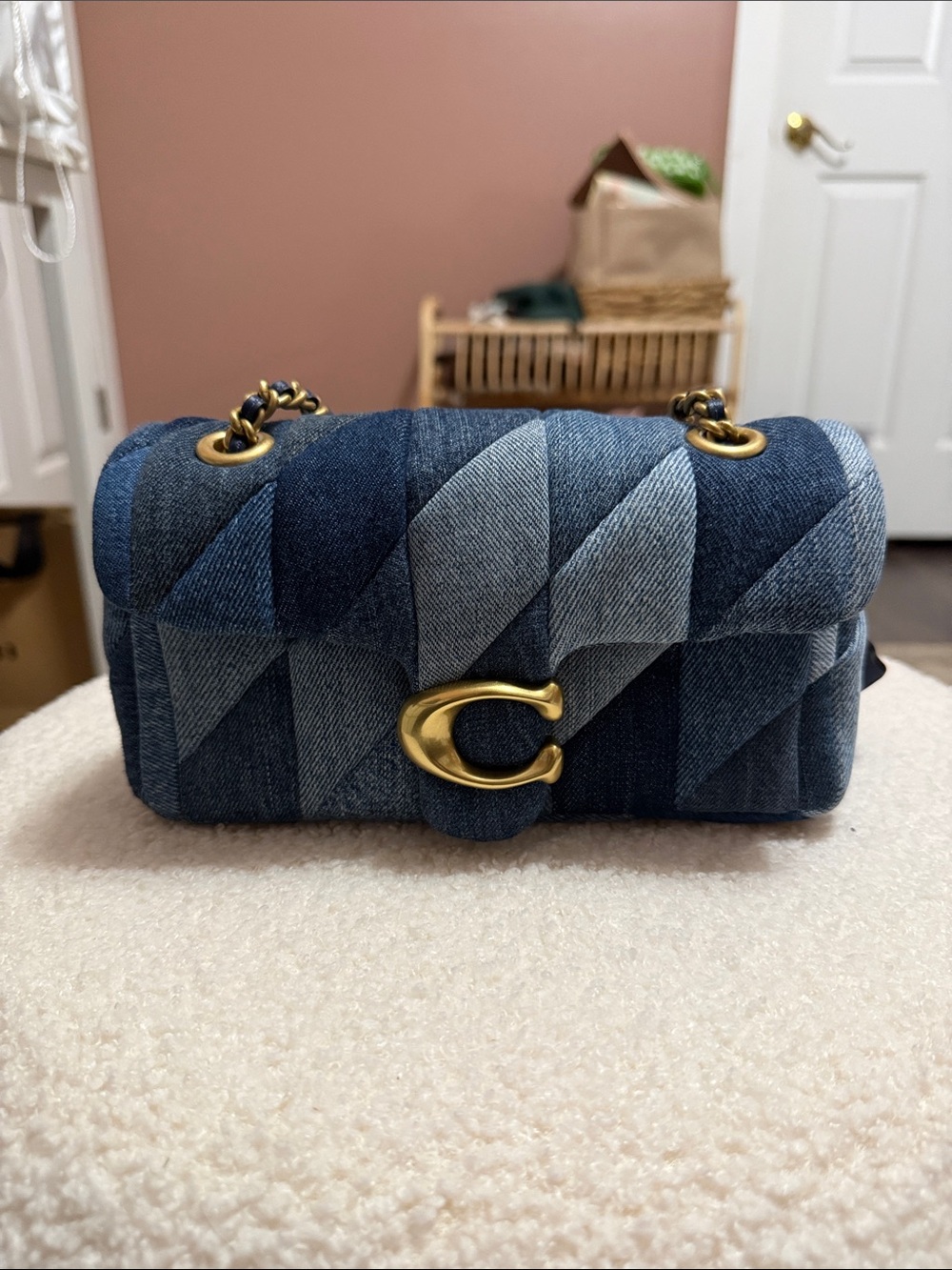 NWOT Coach Quilted Patchwork Denim Tabby 20